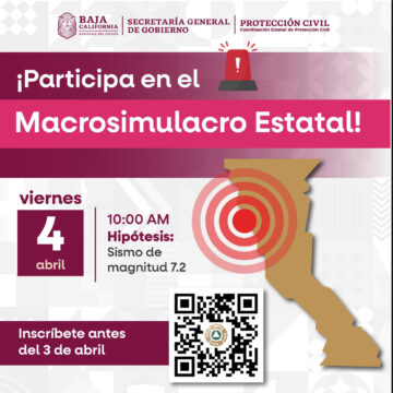 Exhorta protección civil Baja California a registrarse para el macro simulacro 2025