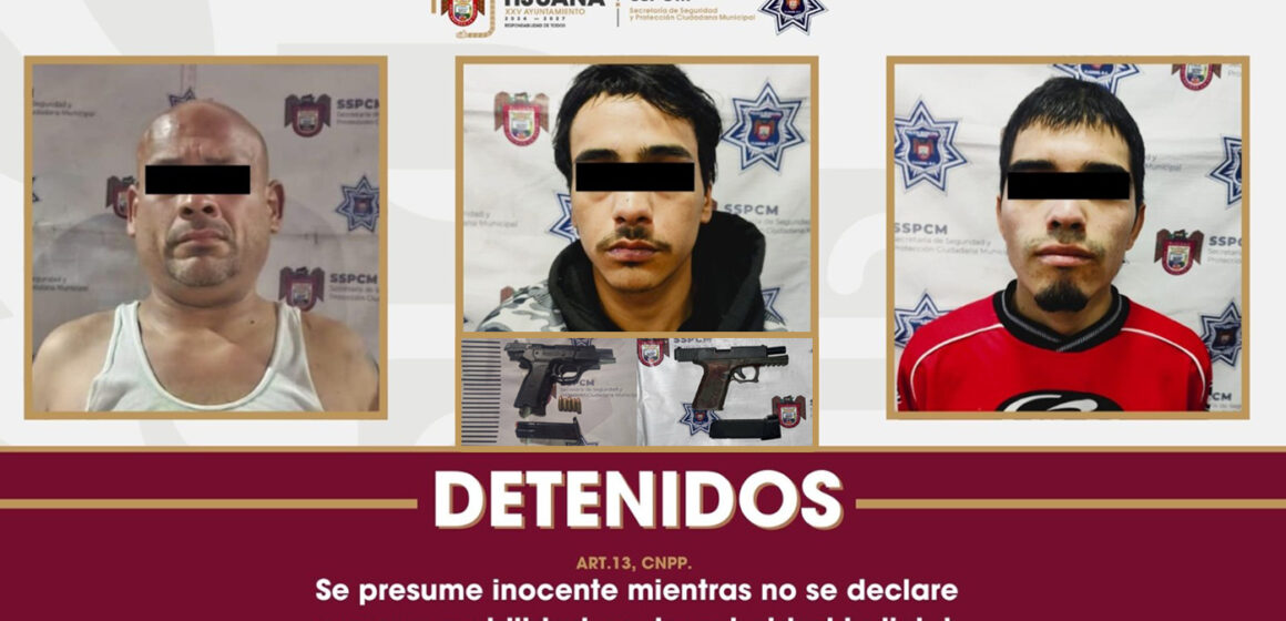 1 Policía Municipal detiene a cuatro individuos armados