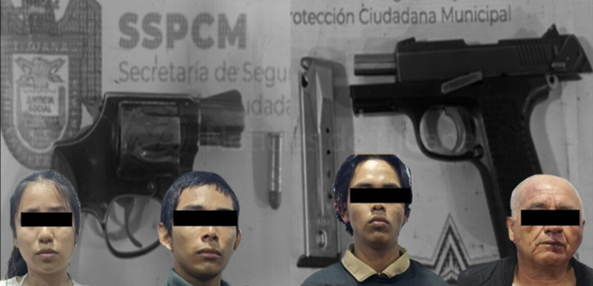 k Capturan municipales a cuatro personas por portación de arma de fuego