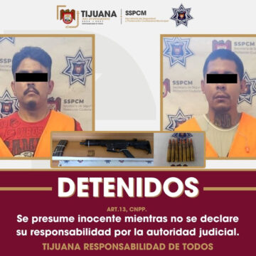 Asegura SSPCM a dos hombres en posesión de arma larga en la Sánchez Taboada