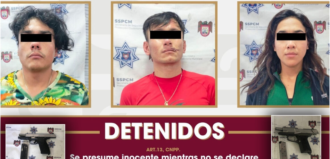 Aseguran a tres personas armadas; circulaban en un Honda robado