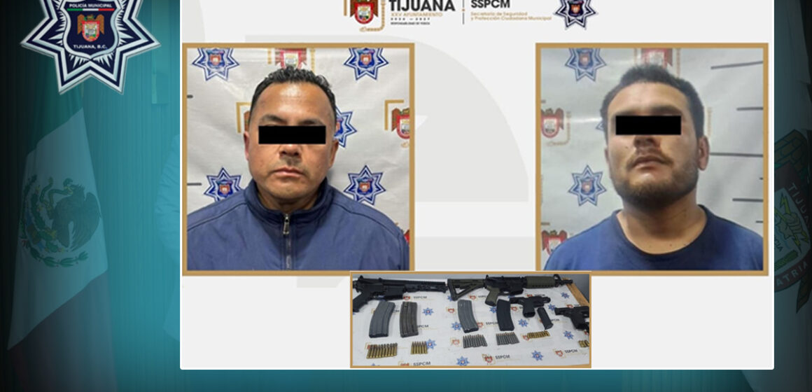 Asegura SSPCM cuatro armas de fuego y detiene a dos personas en la colonia Aeropuerto