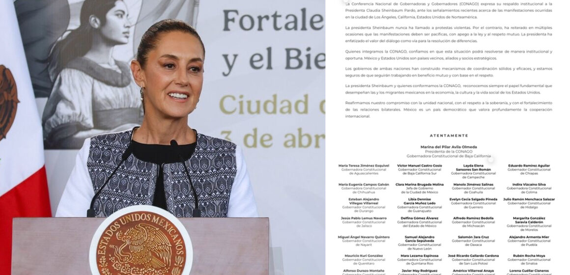 CONAGO respalda a Sheinbaum tras señalamientos por manifestaciones en Los Ángeles