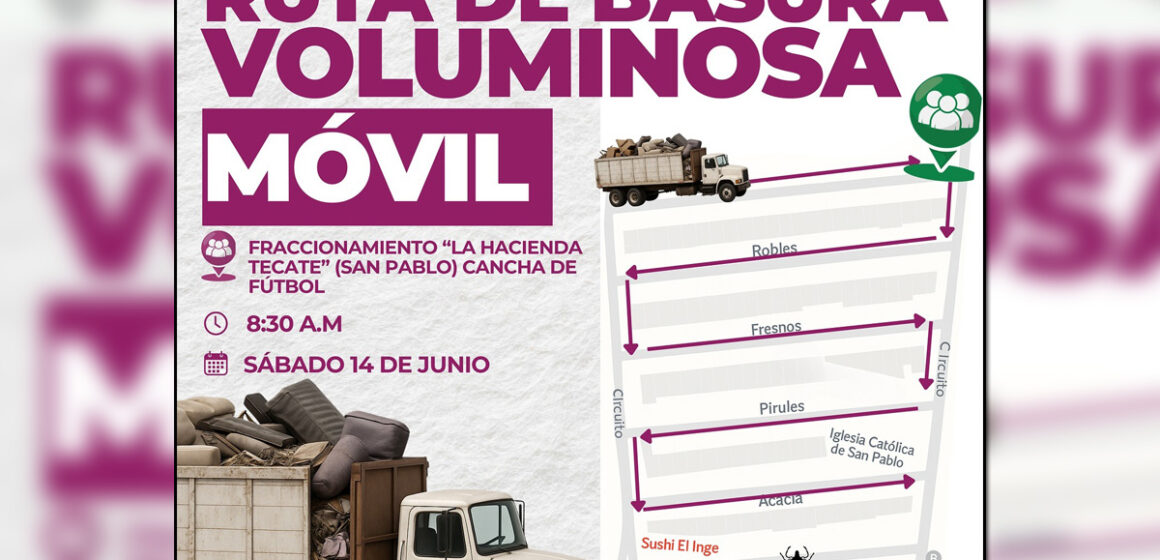 Realizará SIRT jornada de recolección de basura voluminosa en San Pablo