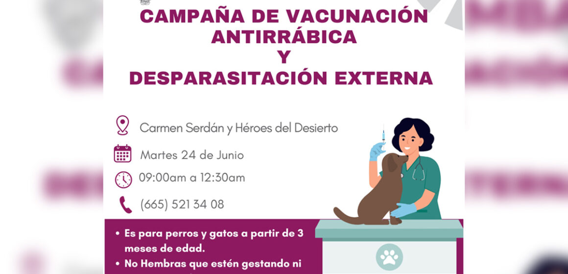 Llevarán vacunas y desparasitaciones gratuitas a Ejido Carmen Serdán y Testerazo