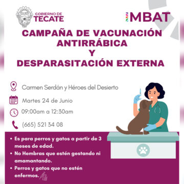 Llevarán vacunas y desparasitaciones gratuitas a Ejido Carmen Serdán y Testerazo