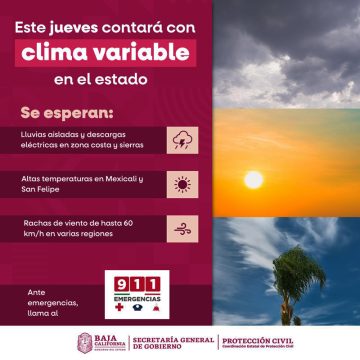 1 Pronostica Protección Civil variabilidad climática y altas temperaturas en BC para este jueves