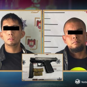Aseguran a dos hombres por allanamiento, daños y portación de arma