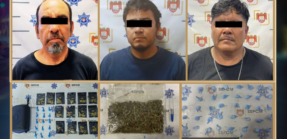 Detiene Policía Municipal a tres personas en posesión de droga