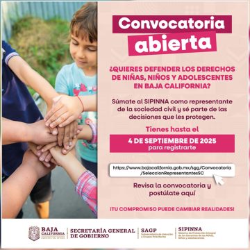 SIPINNA BC invita a ser representante civil para proteger derechos de niñas, niños y adolescentes.