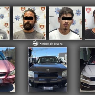 Recuperan en Tijuana tres vehículos robados y detienen a cuatro personas
