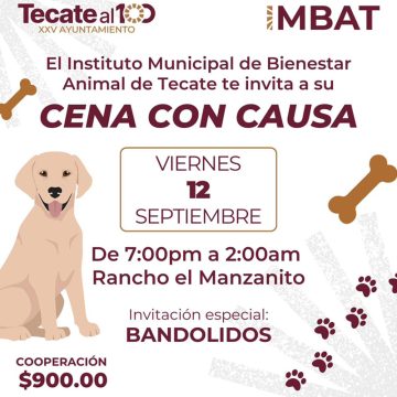 pasados de ve IMBAT invita a “Cena con Causa” en beneficio del nuevo Centro de Bienestar Animal