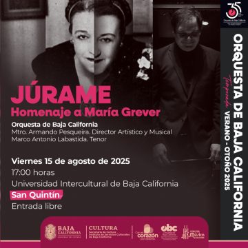 Orquesta de BC ofrecerá concierto homenaje a María Grever en San Quintín