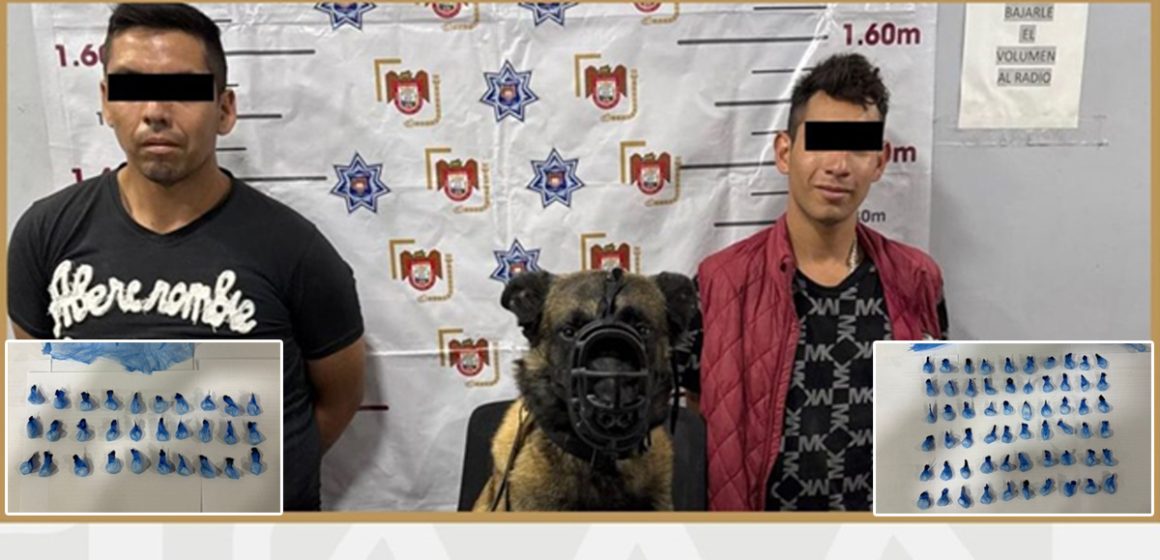 Arresta Policía Municipal a dos presuntos distribuidores de droga