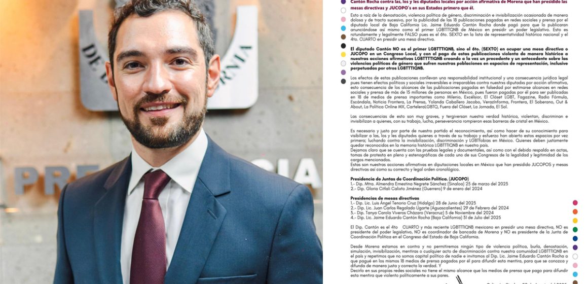 Morena desmiente publicaciones sobre diputación LGBTTTIQNB de Jaime Cantón