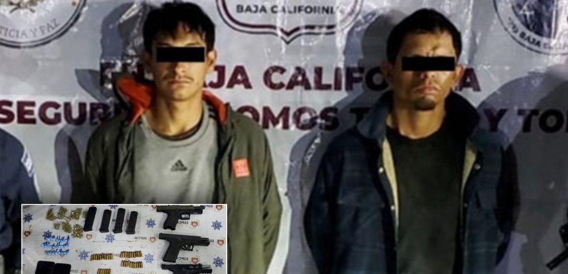 Detienen en Tijuana a dos hombres con armas y droga