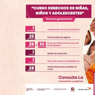 Lanzan convocatoria para la tercera generación del curso “derechos de niñas, niños y adolescentes”