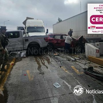 fsd Tráiler embiste a varios autos en la caseta del Hongo; reportan lesionados