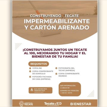 Lanzan convocatoria de apoyos para mejoramiento de vivienda en Tecate
