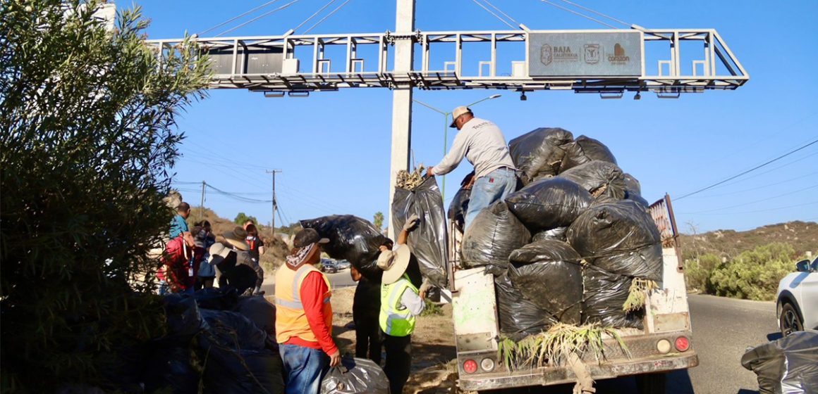 Realizan jornada de limpieza en camellón frente al INIDE en Tecate