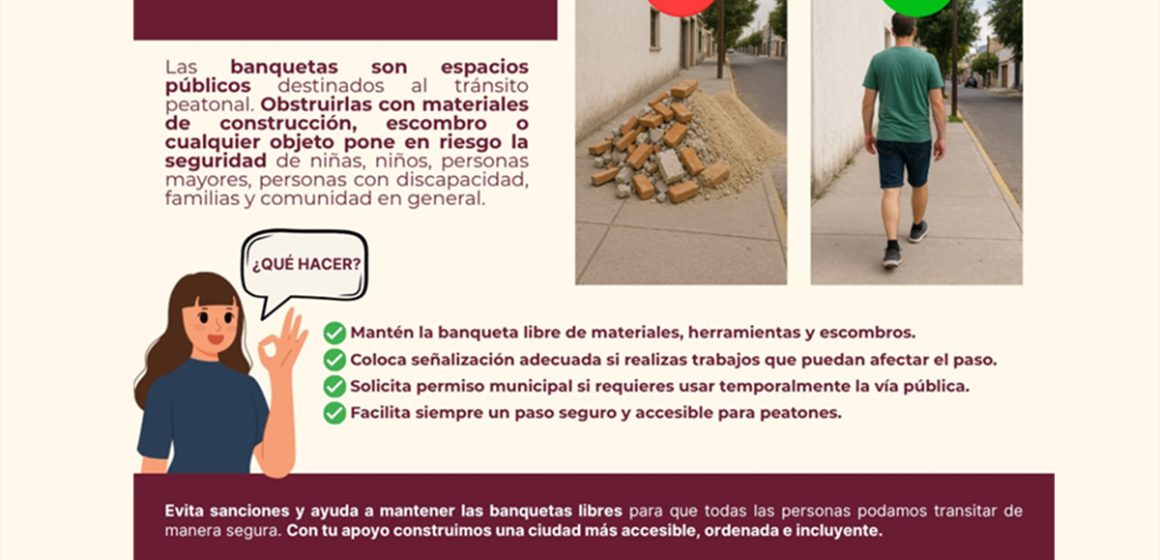 Llaman a mantener libres las banquetas en Tecate