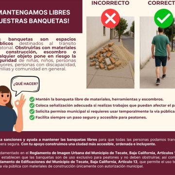 Llaman a mantener libres las banquetas en Tecate