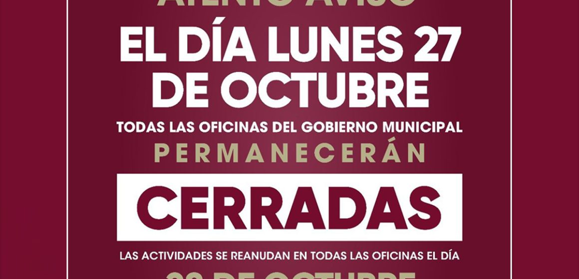 sddsf Suspenderá Gobierno Municipal de Tijuana labores este lunes 27 de octubre