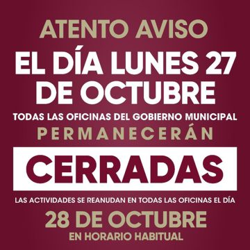 sddsf Suspenderá Gobierno Municipal de Tijuana labores este lunes 27 de octubre