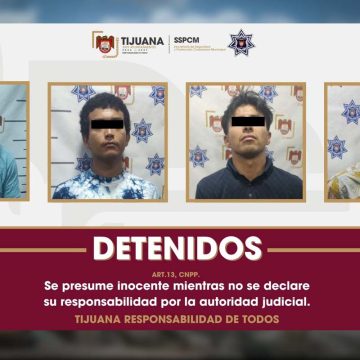 ttt Caen cuatro sujetos con cartuchos y equipo táctico en Tijuana