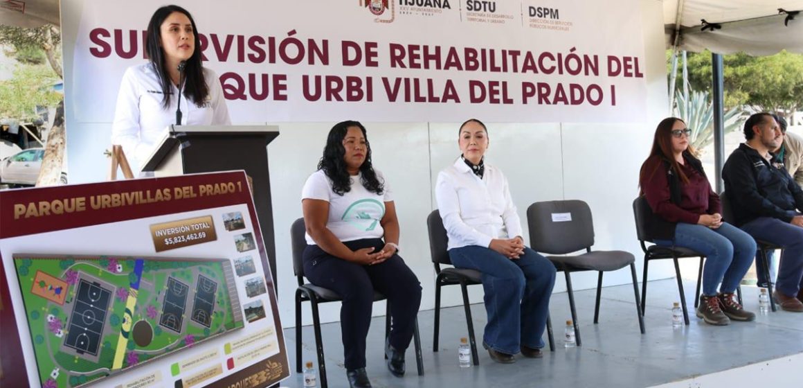 Supervisa Gobierno de Tijuana obra de rehabilitación del parque Villa del Prado I
