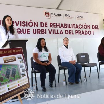 Supervisa Gobierno de Tijuana obra de rehabilitación del parque Villa del Prado I