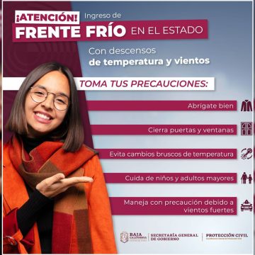 A partir de este jueves 13 de noviembre, arriba a Baja California el frente frío número 13.