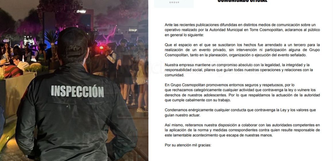 eeeeee Aclara Grupo Cosmopolitan: “Ni intervención o participación en planeación de fiesta clandestina”