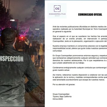 eeeeee Aclara Grupo Cosmopolitan: “Ni intervención o participación en planeación de fiesta clandestina”