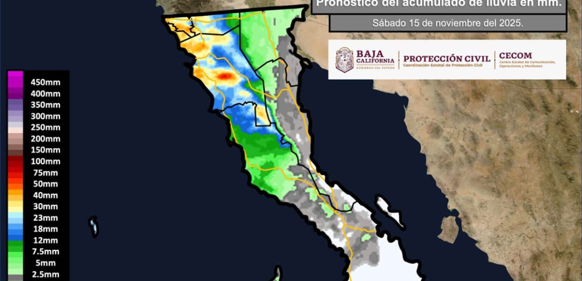 Baja California emite prealerta por llegada de frentes fríos 14 y 15