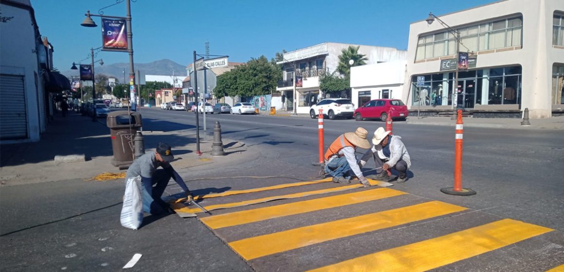 Trabaja Gobierno de Tecate en rehabilitación de cruces peatonales