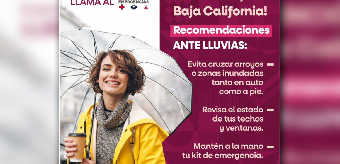 Protección Civil BC alerta por lluvias fuertes a muy fuertes