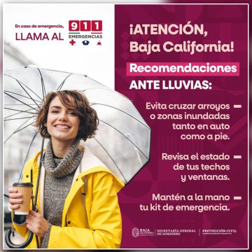 Protección Civil BC alerta por lluvias fuertes a muy fuertes