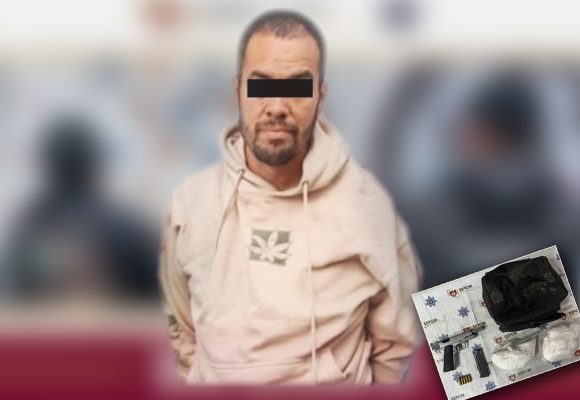Detienen a hombre armado con droga dentro de una vivienda en El Tecolote