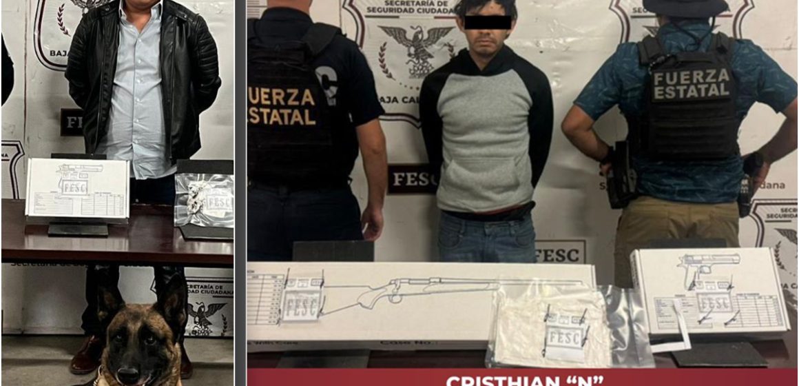 Aseguran armas, droga y detienen a dos hombres en distintos puntos de Tijuana