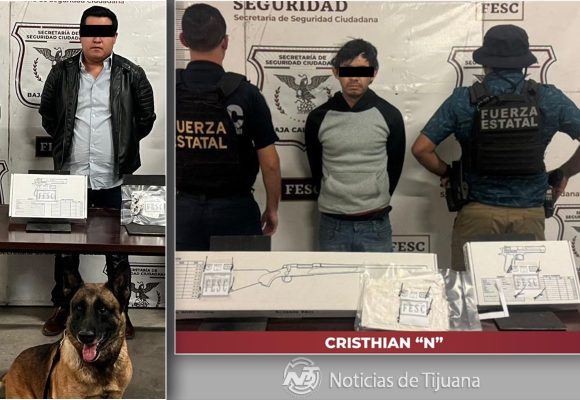 Aseguran armas, droga y detienen a dos hombres en distintos puntos de Tijuana