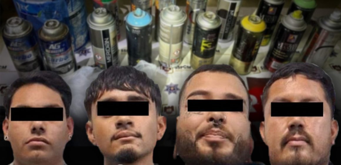 Sorprenden a cuatro grafiteando vivienda recién pintada en Pino de Narez y terminan detenidos