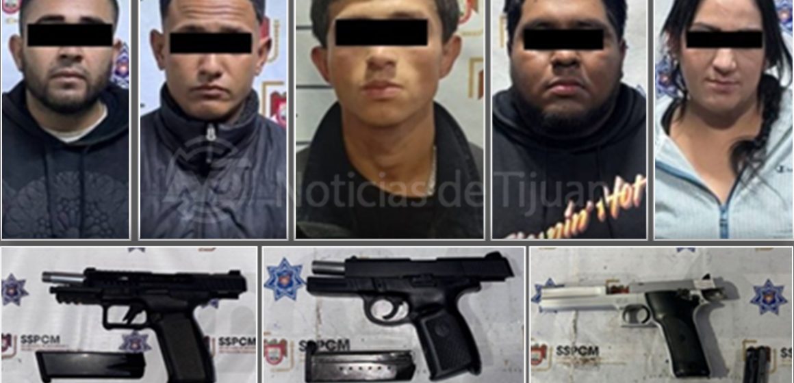 Caen cinco personas por portación de arma de fuego en distintos puntos de Tijuana