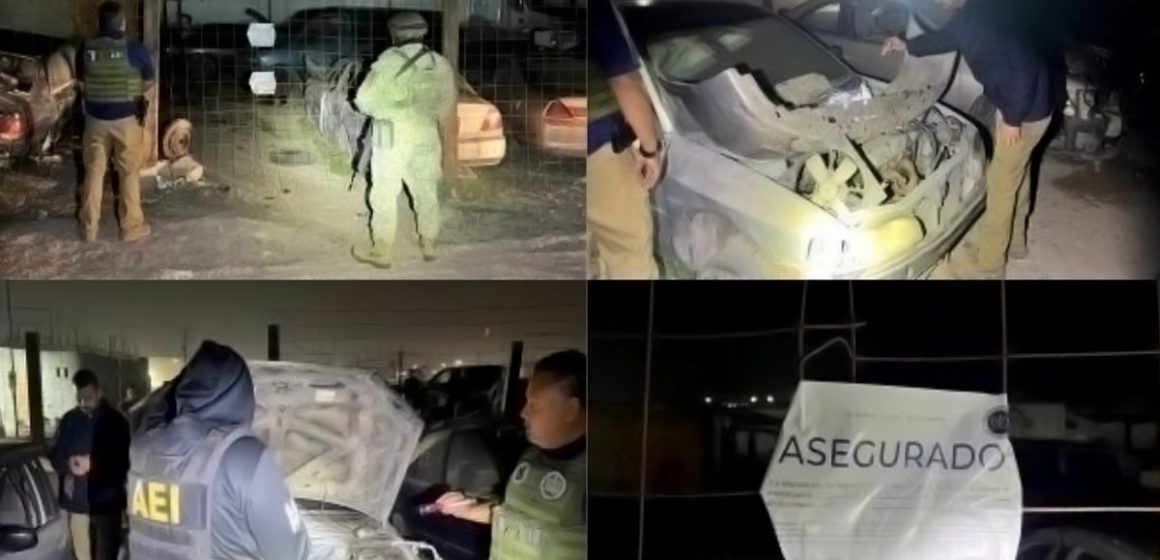 Recuperan vehículo robado y aseguran 18 más durante cateo