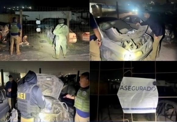 Recuperan vehículo robado y aseguran 18 más durante cateo