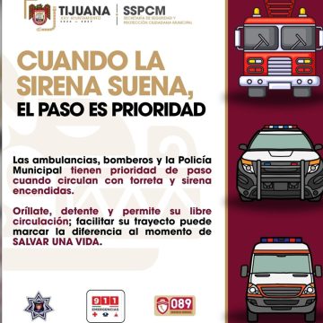 Emite SSPCM llamado a ceder el paso a unidades de emergencia