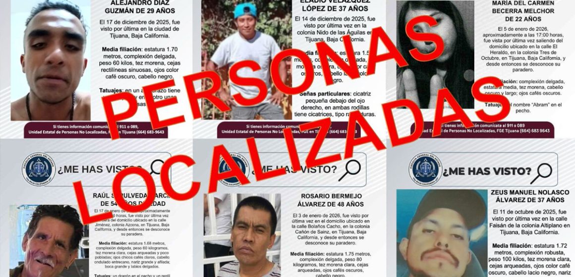 1 Fiscalía localiza a seis personas con reporte de desaparición