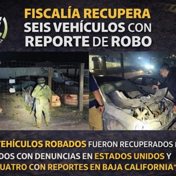 1 Fiscalía recupera seis vehículos con reporte de robo