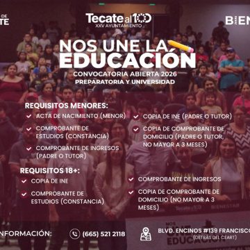Tecate abre convocatoria 2026 del programa de becas “Nos Une la Educación”