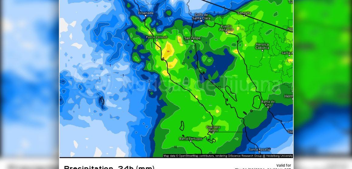 Prevén lluvias y fuertes vientos en Baja California este miércoles 7 de enero